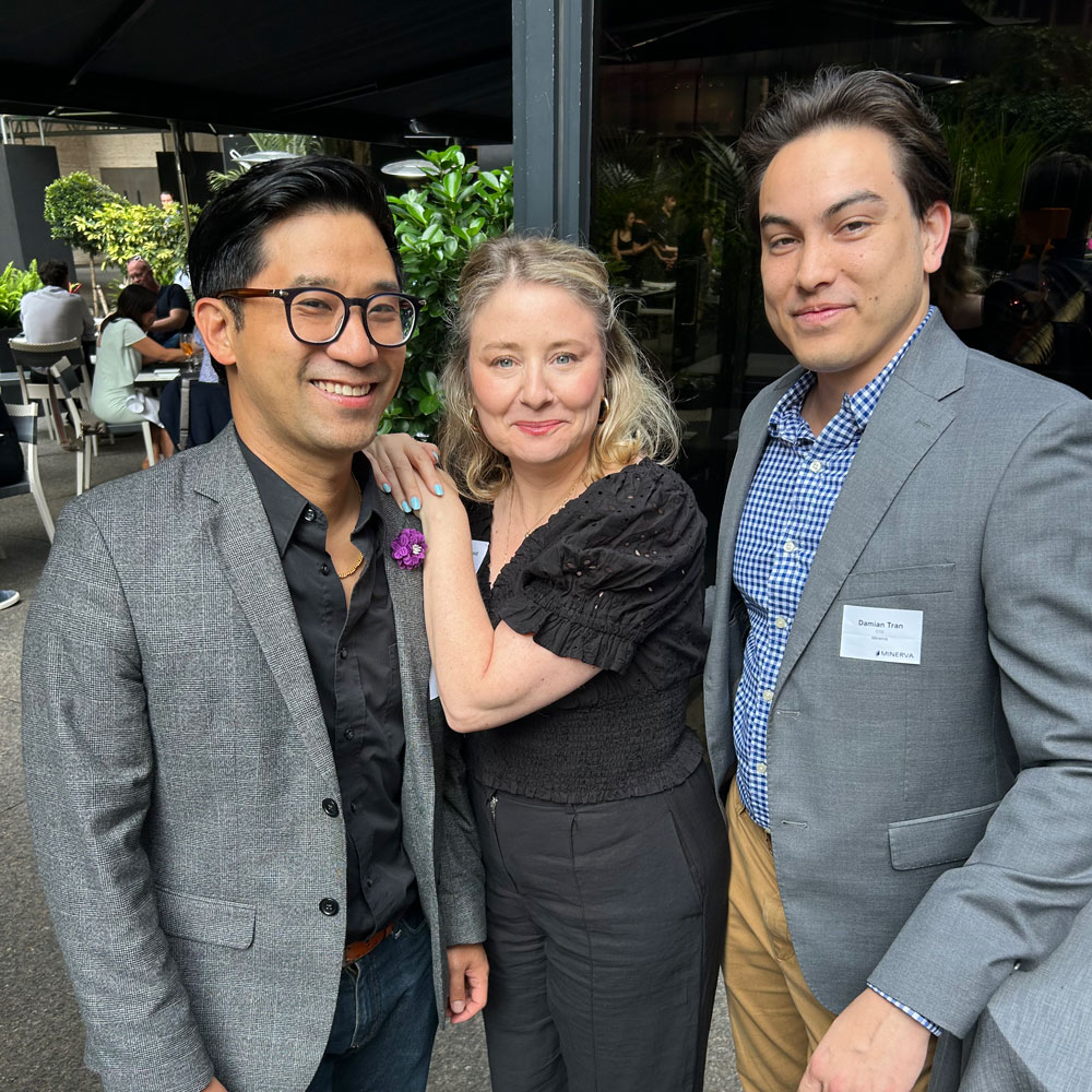 Minerva team members at a networking event